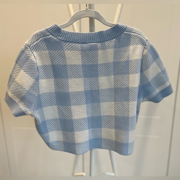 Cropped Check Knit Short Sleeve Sweater from H&M - Picture 4 of 4